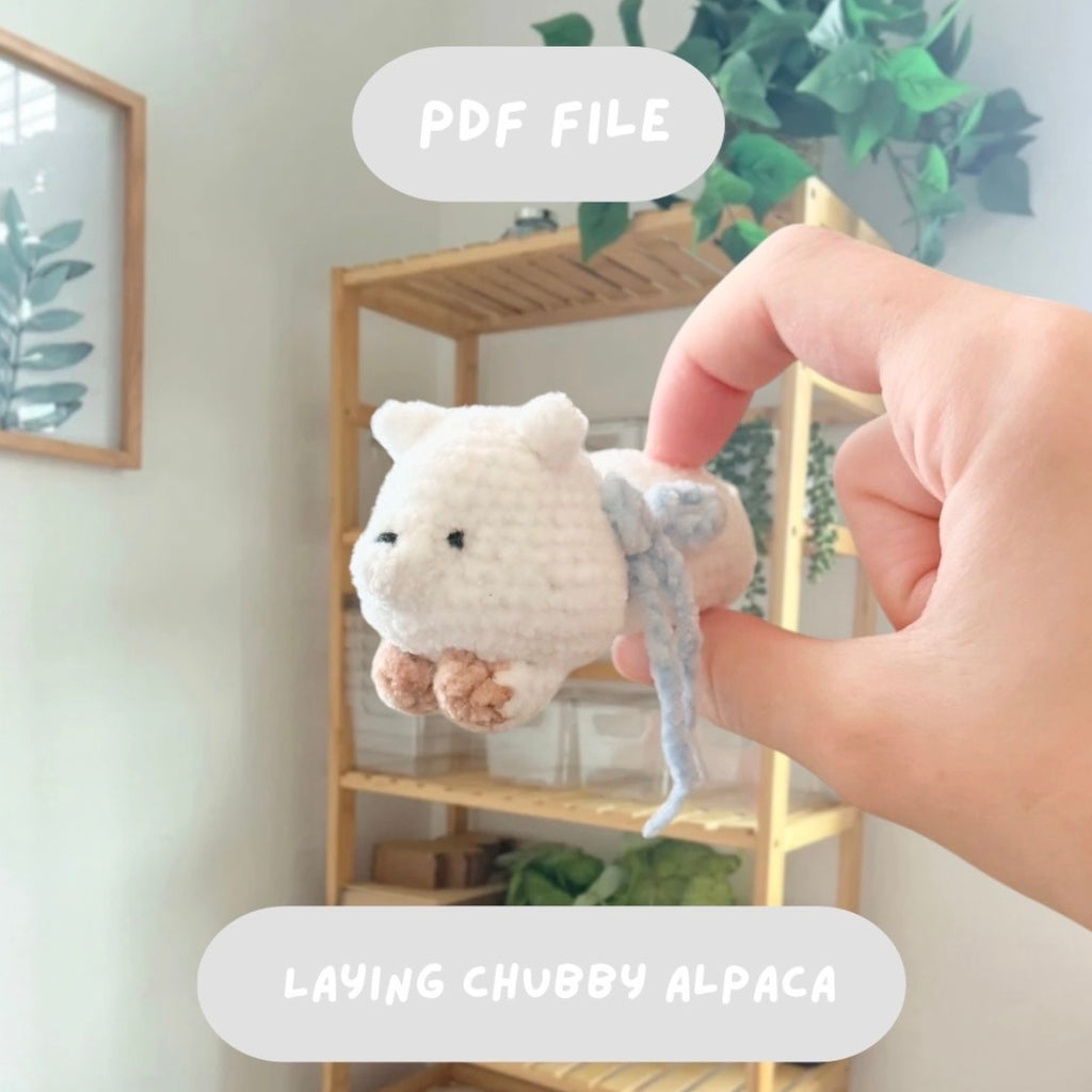 'Laying Chubby Alpaca' crochet amigurumi PDF pattern | US terms