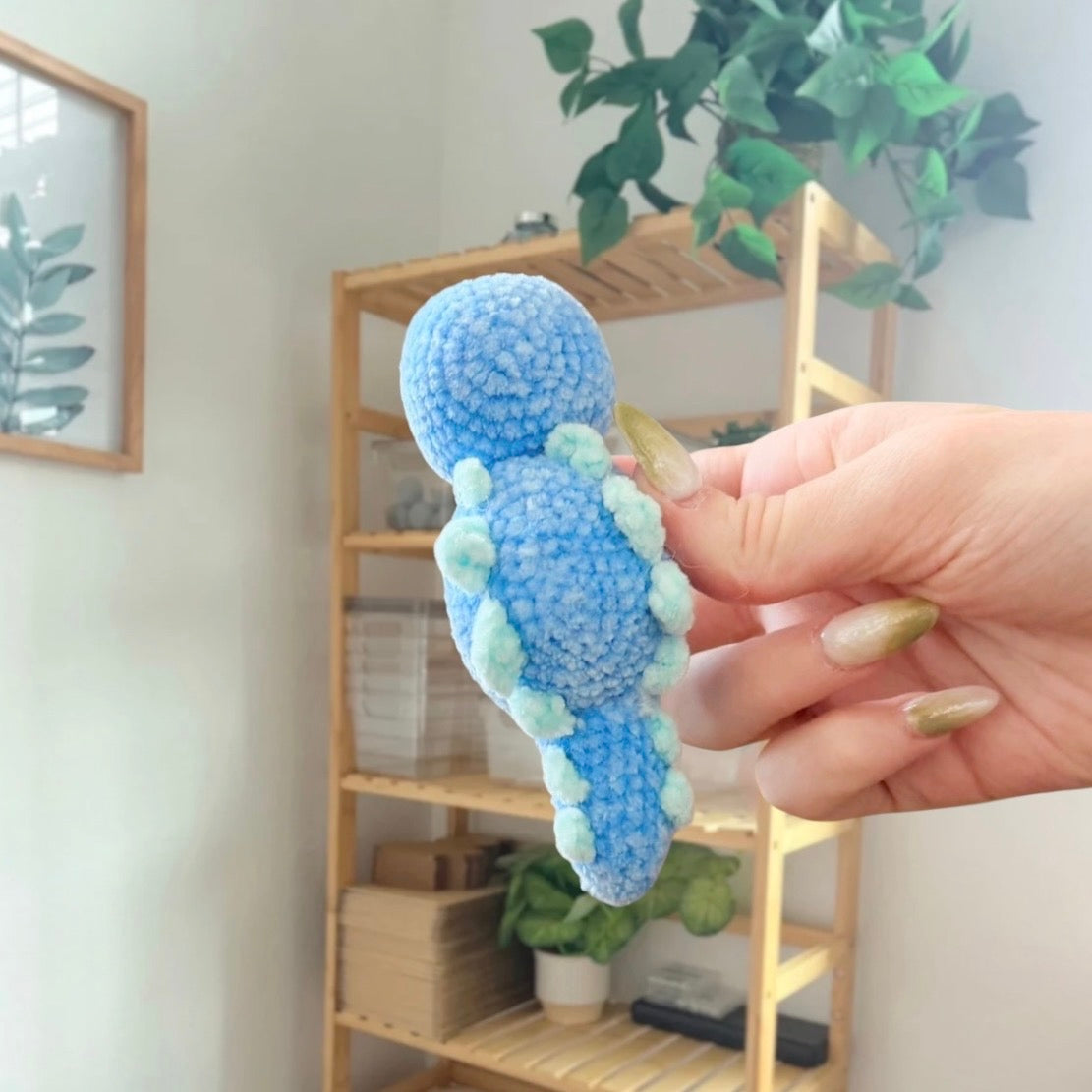 'Laying Chubby Stegosaurus' crochet amigurumi PDF pattern | US terms