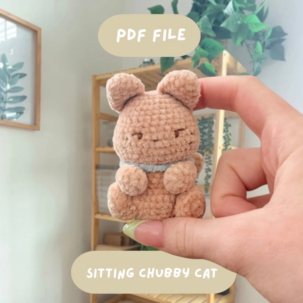 ‘Sitting Chubby Cat’ crochet amigurumi PDF pattern | US terms
