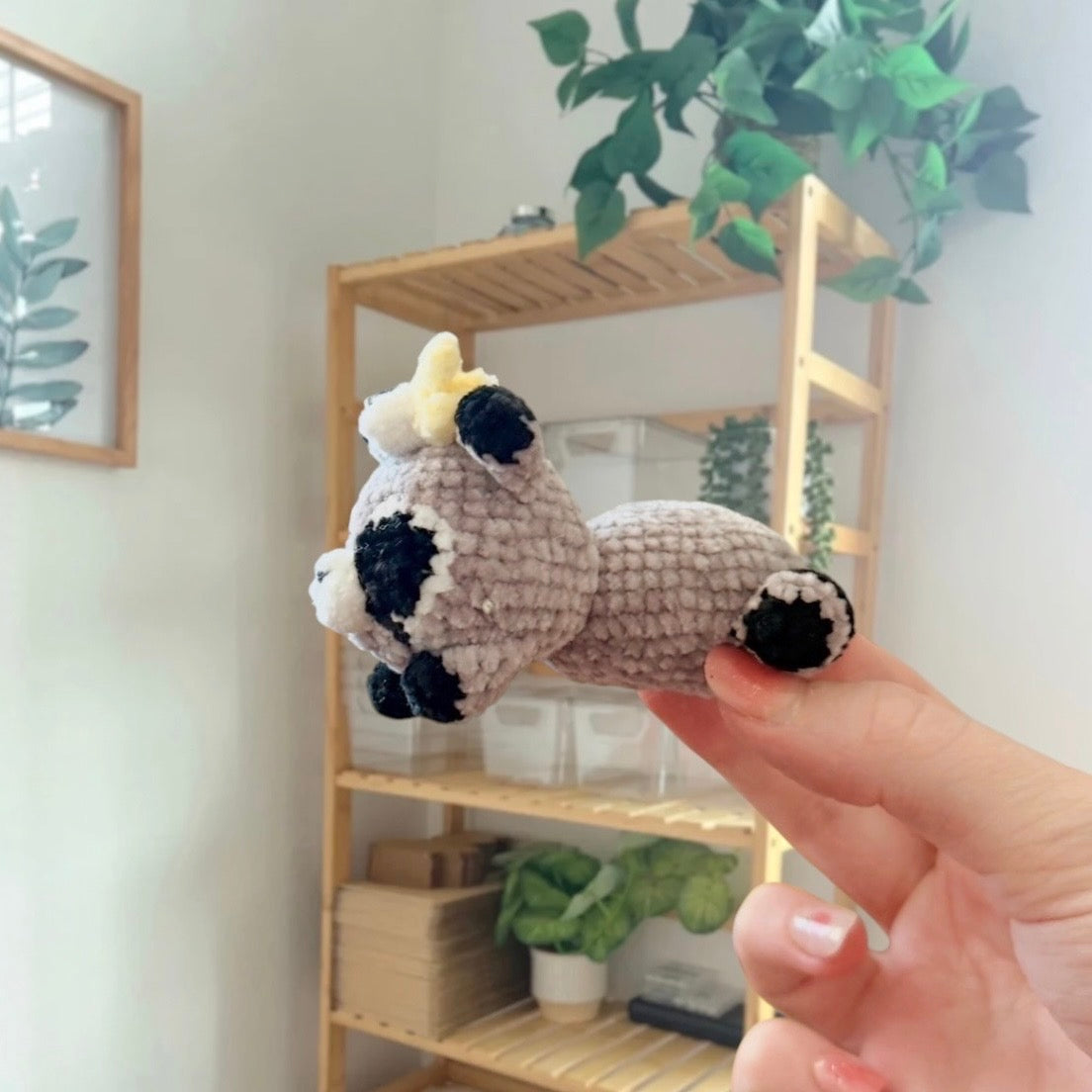 'Laying Chubby Raccoon' crochet amigurumi PDF pattern | US terms