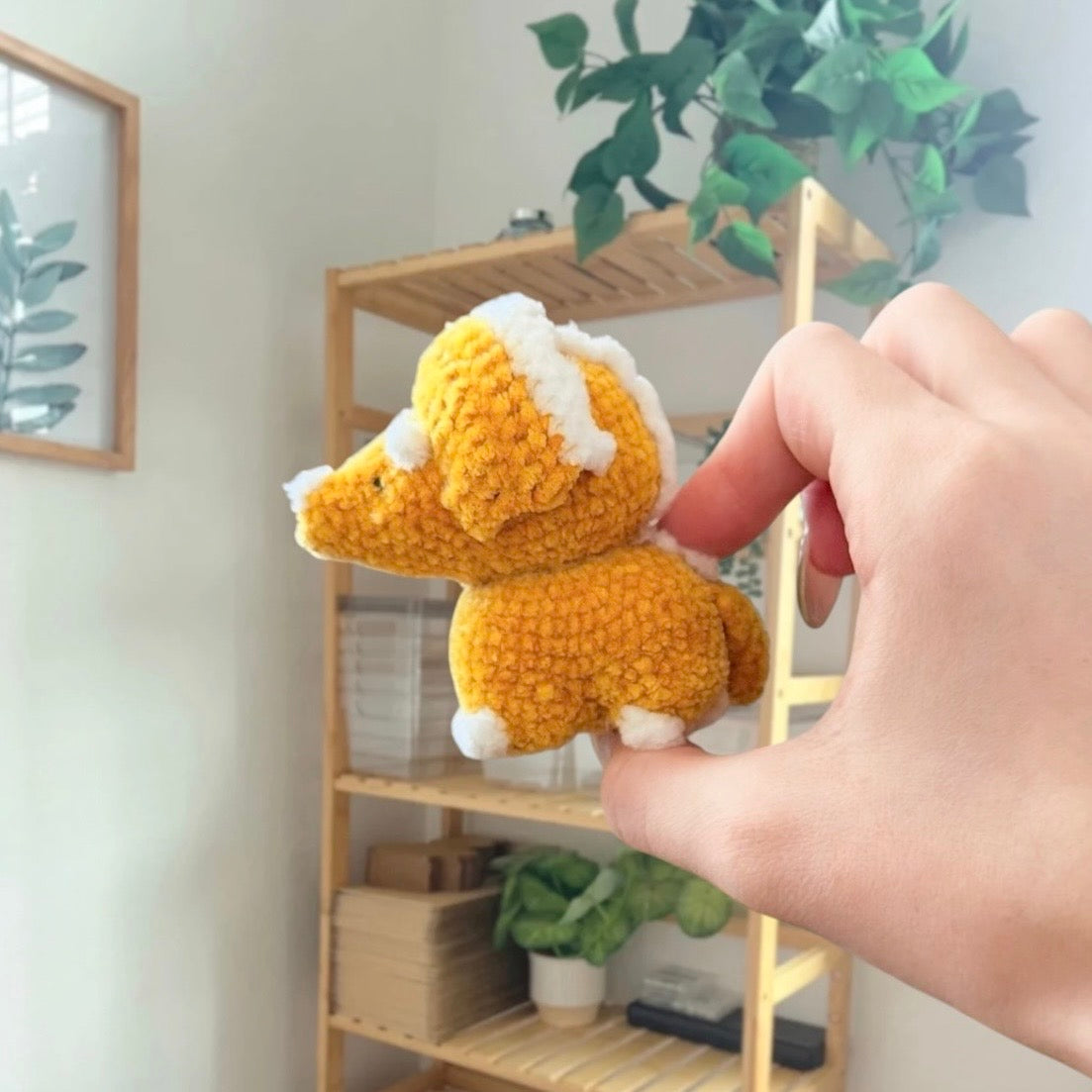 'Standing Chubby Triceratops' crochet amigurumi PDF pattern | US terms