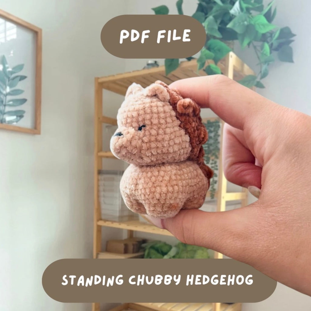 'Standing Chubby Hedgehog' crochet amigurumi PDF pattern | US terms