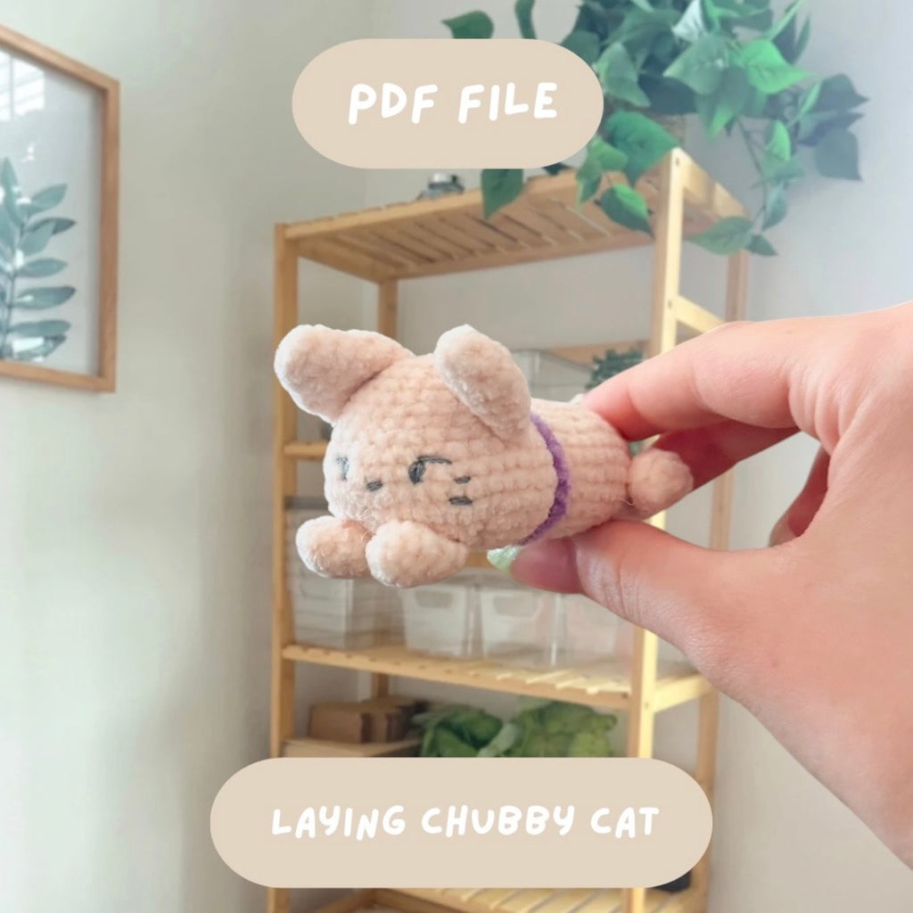 'Laying Chubby Cat' crochet amigurumi PDF pattern | US terms