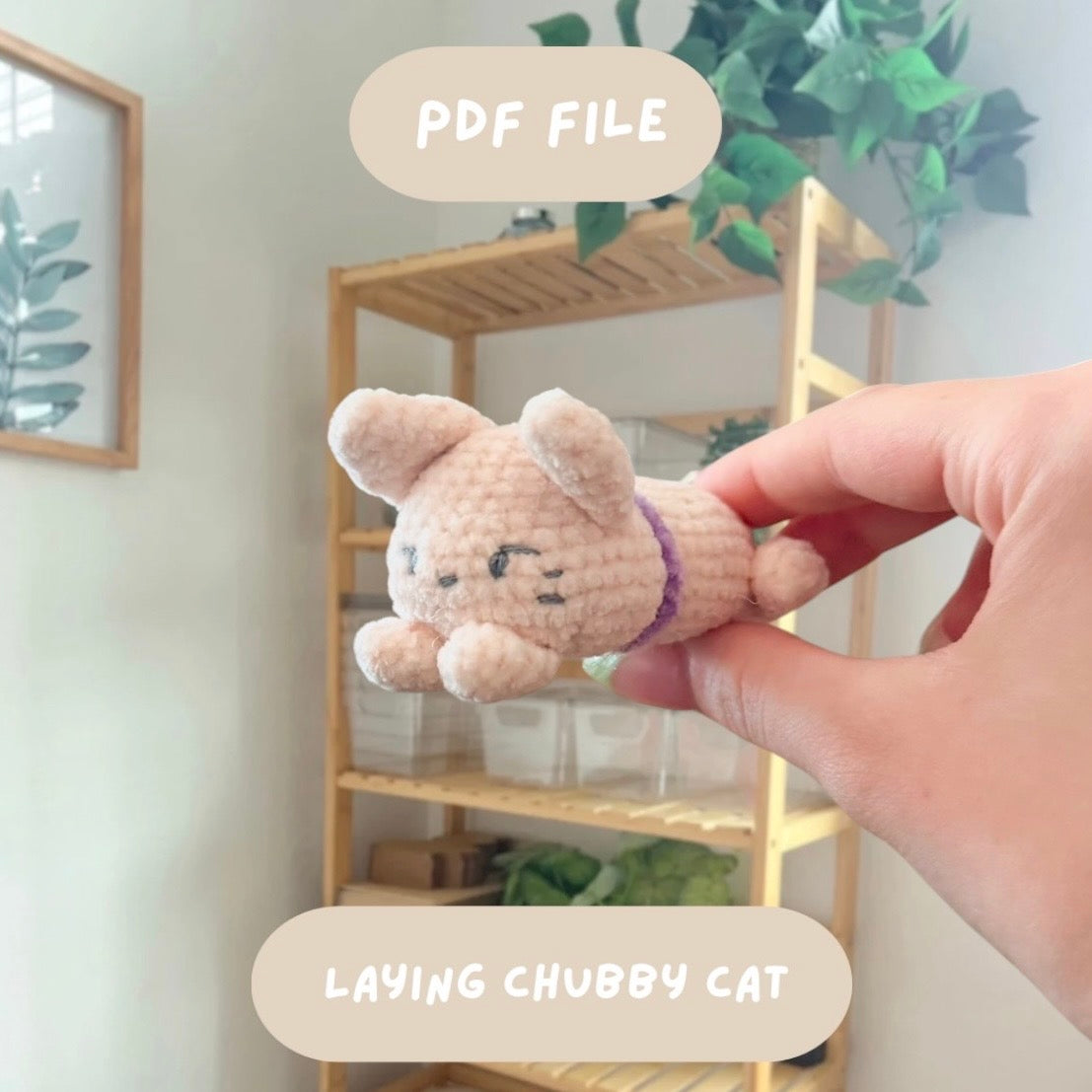 'Laying Chubby Cat' crochet amigurumi PDF pattern | US terms