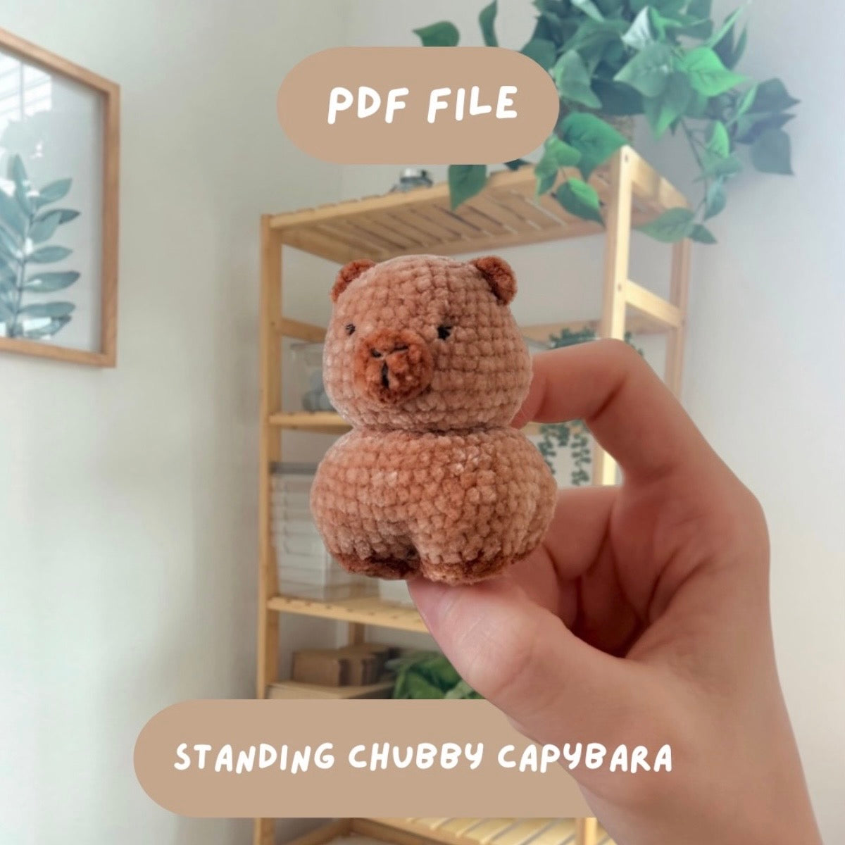 'Standing Chubby Capybara' crochet amigurumi PDF pattern | US terms