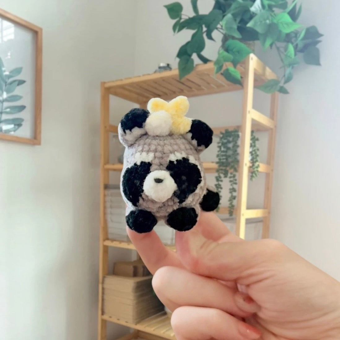 'Laying Chubby Raccoon' crochet amigurumi PDF pattern | US terms