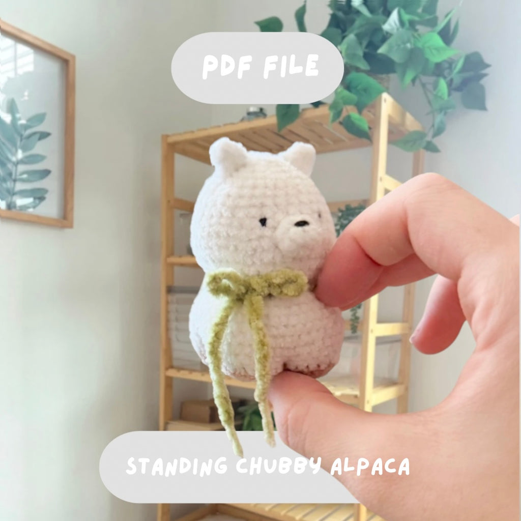 'Standing Chubby Alpaca' crochet amigurumi PDF pattern | US terms