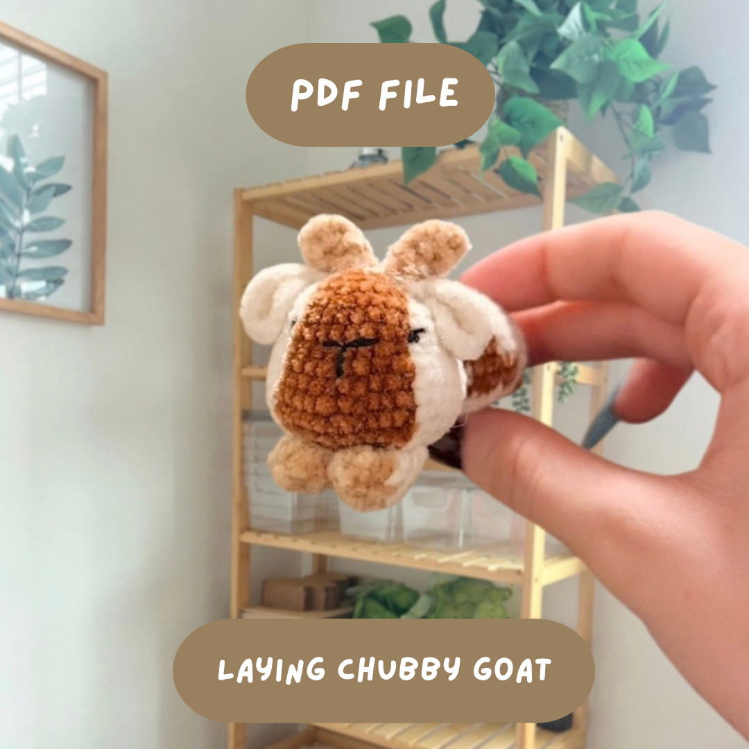 'Laying Chubby Goat' crochet amigurumi PDF pattern | US terms