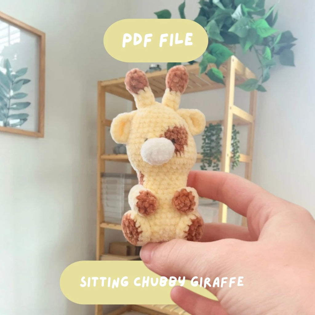 'Sitting Chubby Giraffe' crochet amigurumi PDF pattern | US terms