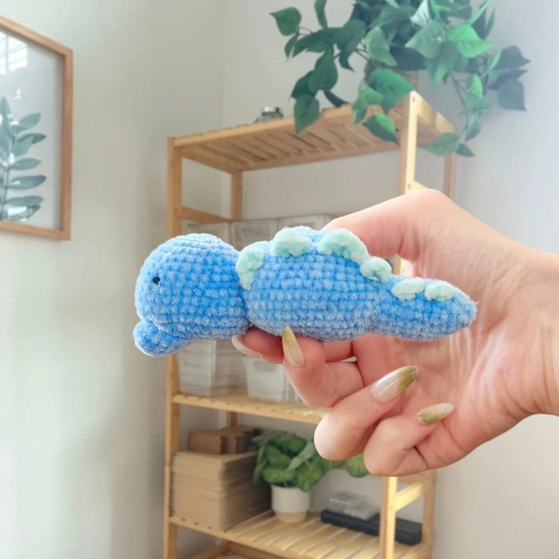 'Laying Chubby Stegosaurus' crochet amigurumi PDF pattern | US terms