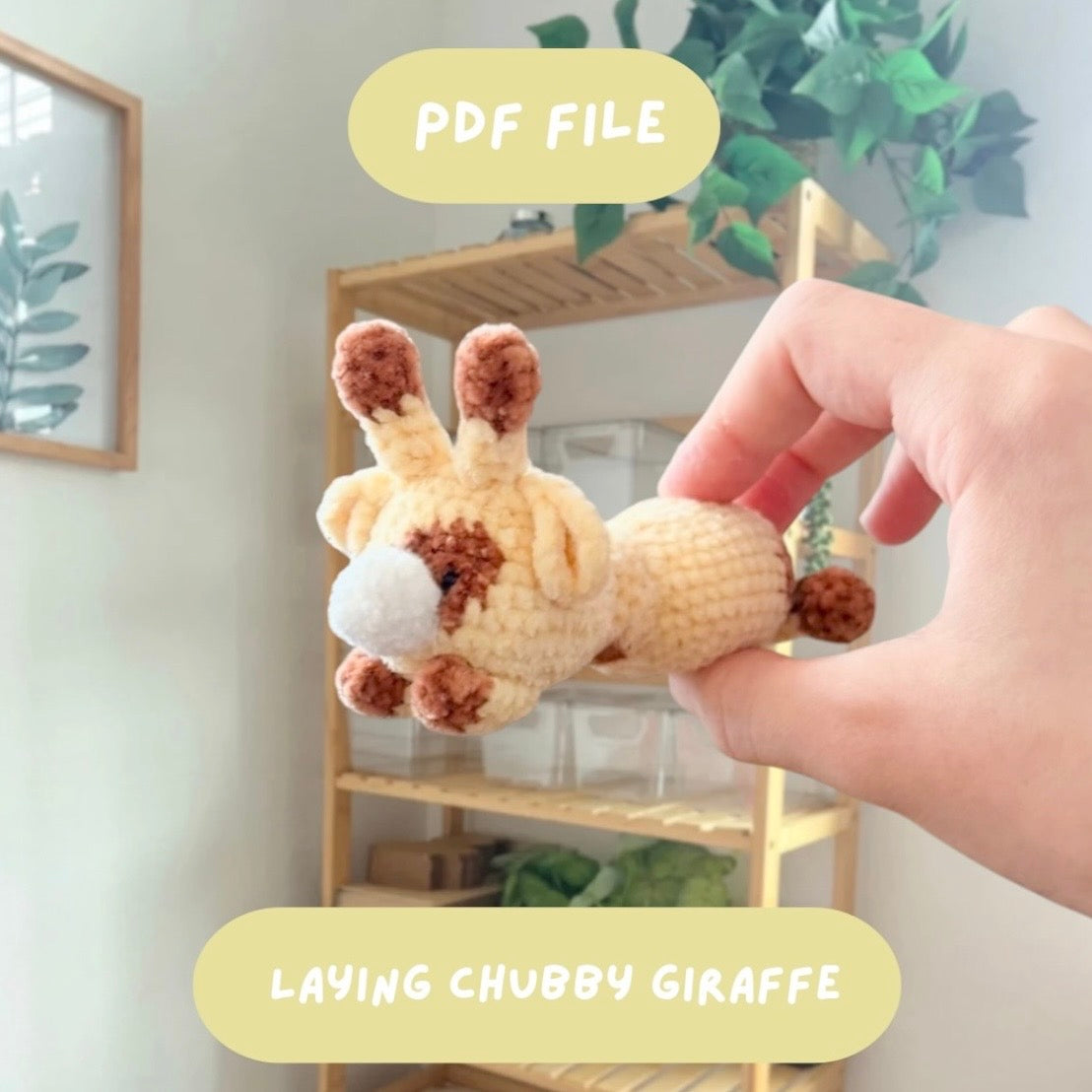 'Laying Chubby Giraffe' crochet amigurumi PDF pattern | US terms