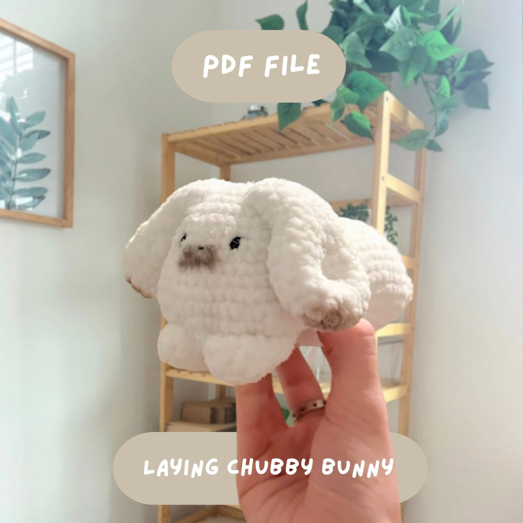 'Laying Chubby Bunny' crochet amigurumi PDF pattern | US terms