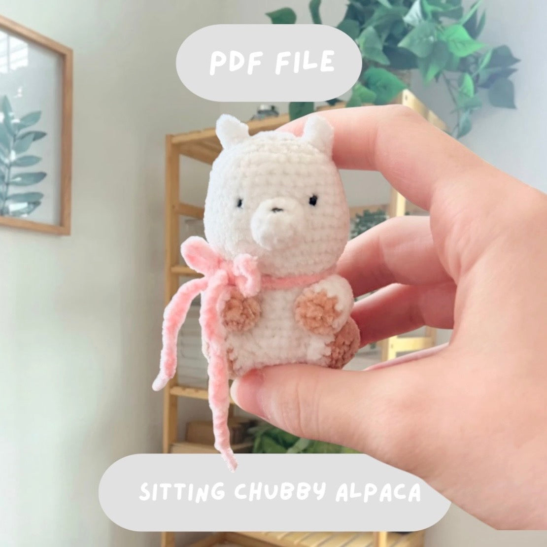 'Sitting Chubby Alpaca' crochet amigurumi PDF pattern | US terms
