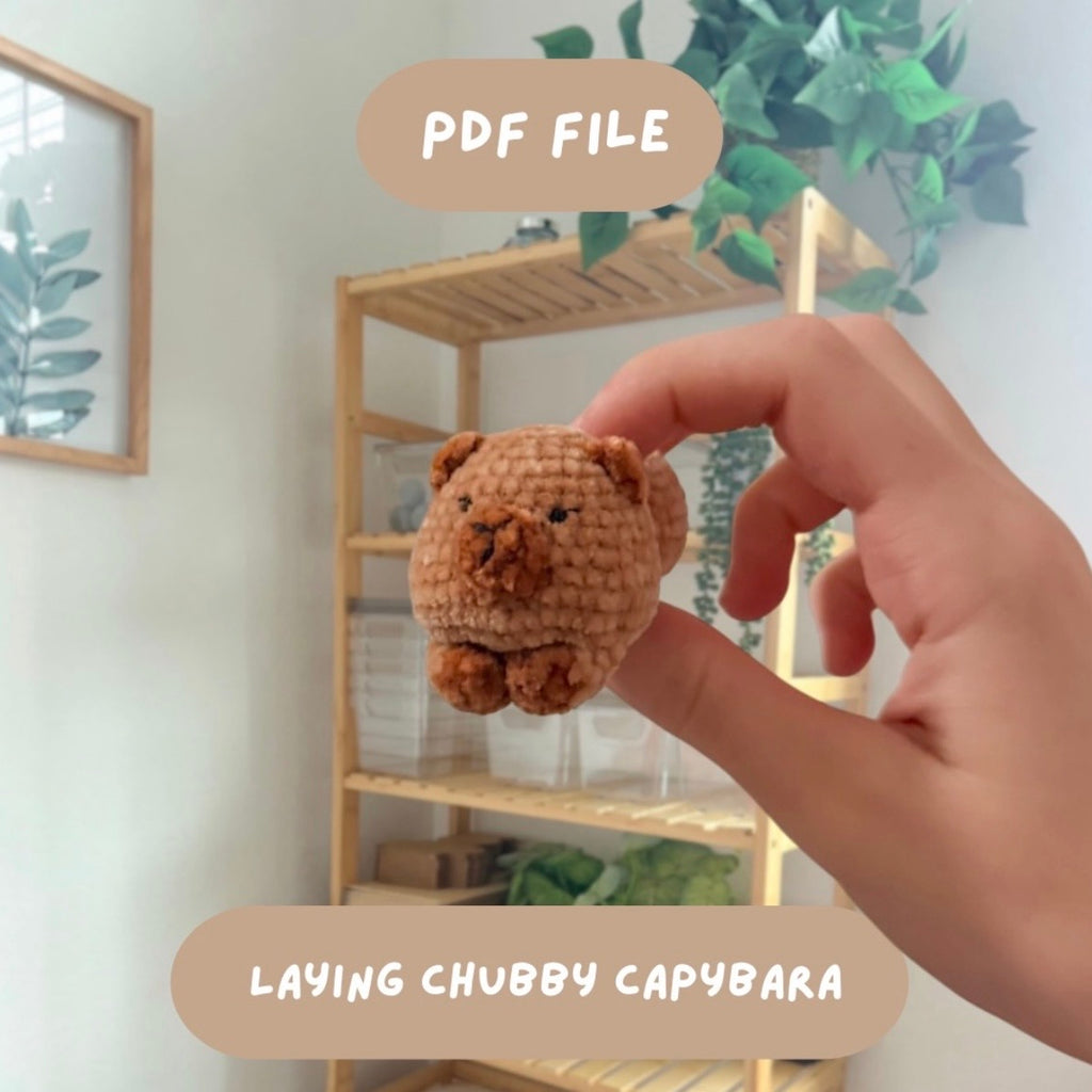 'Laying Chubby Capybara' crochet amigurumi PDF pattern | US terms