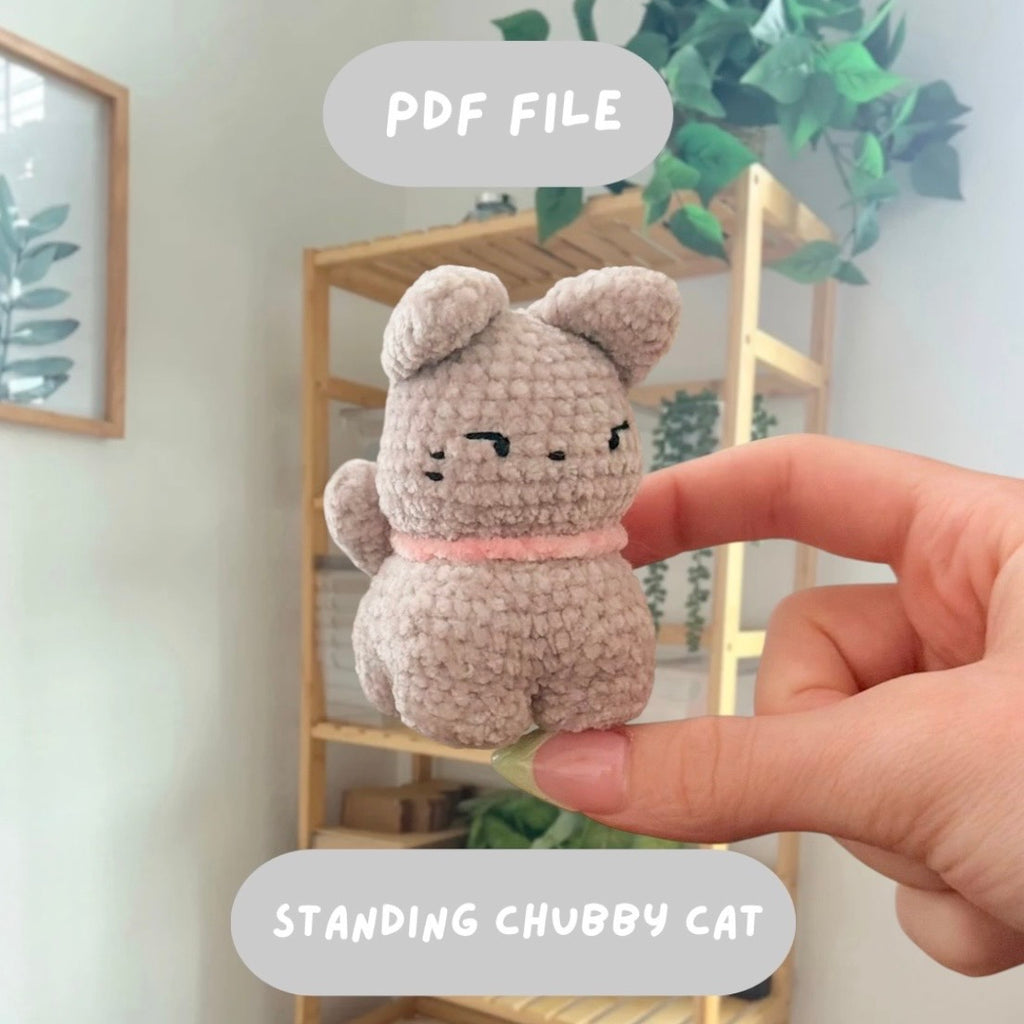 'Standing Chubby Cat' crochet amigurumi PDF pattern | US terms
