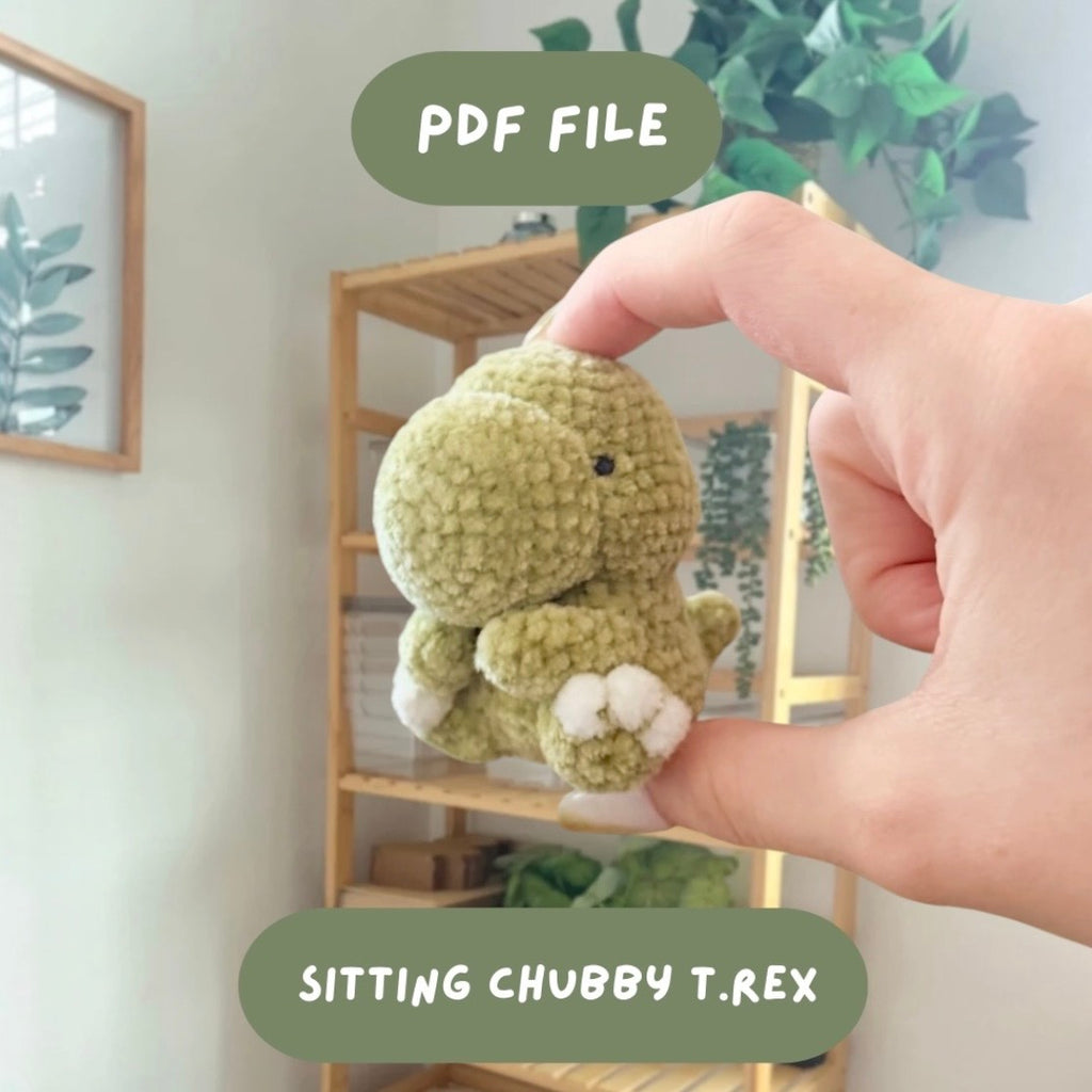 'Sitting Chubby T.rex' crochet amigurumi PDF pattern | US terms