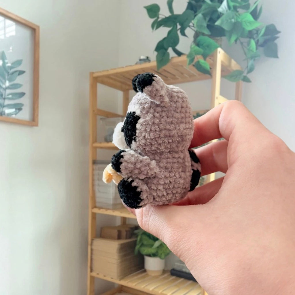 'Sitting Chubby Raccoon' crochet amigurumi PDF pattern | US terms